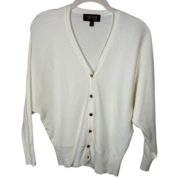 TRUTH BY REPUBLIC Sweaters - TRUTH BY REPUBLIC Cream Button Down V-Neck Cardigan Sweater Women's XS